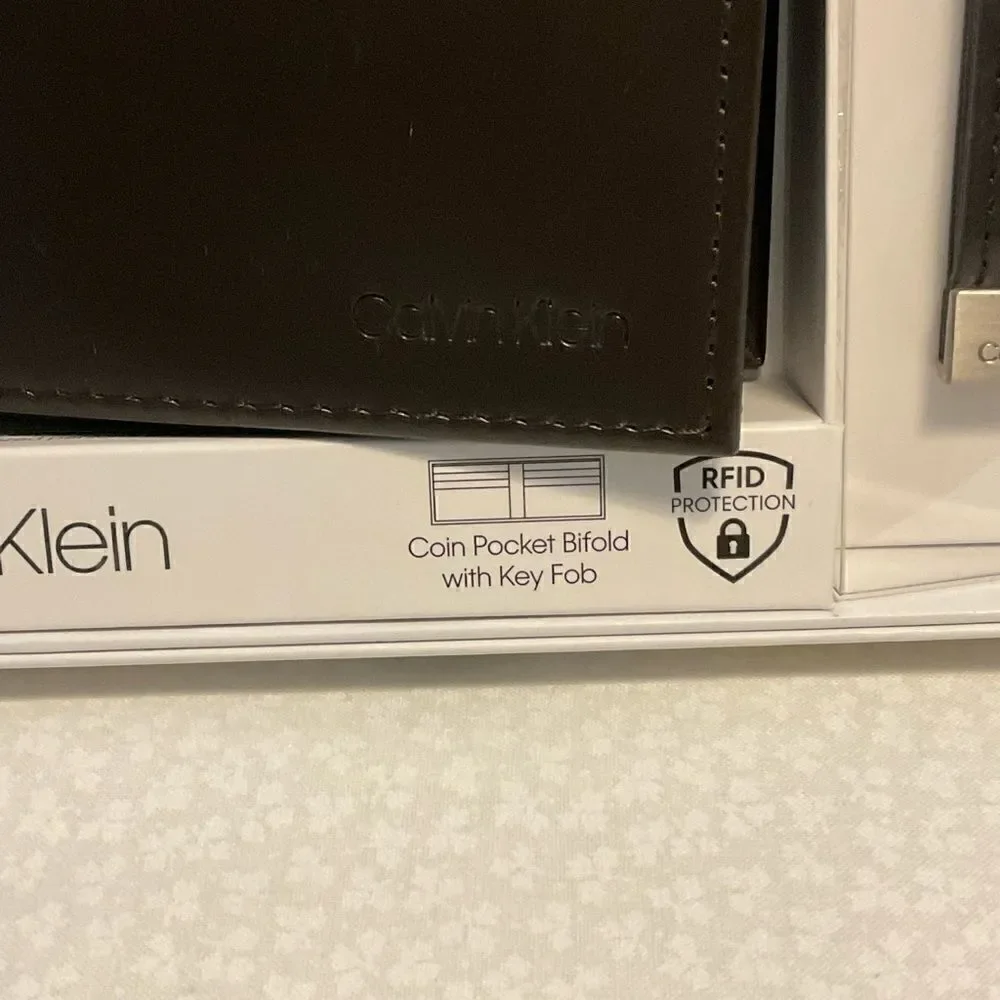 Calvin Klein Brown Slimfold Wallet with Key Fob